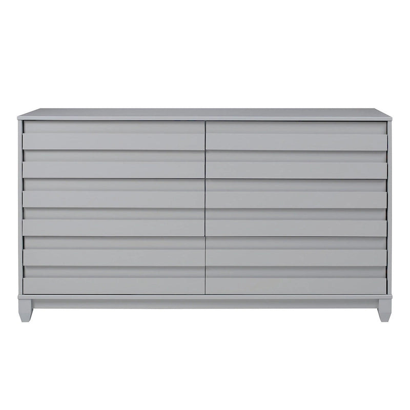 6-Drawer Solid Wood Dresser with Channeled Fronts & Tapered Feet, Onyx / Chalk / Grey / Black / White, Contemporary Style