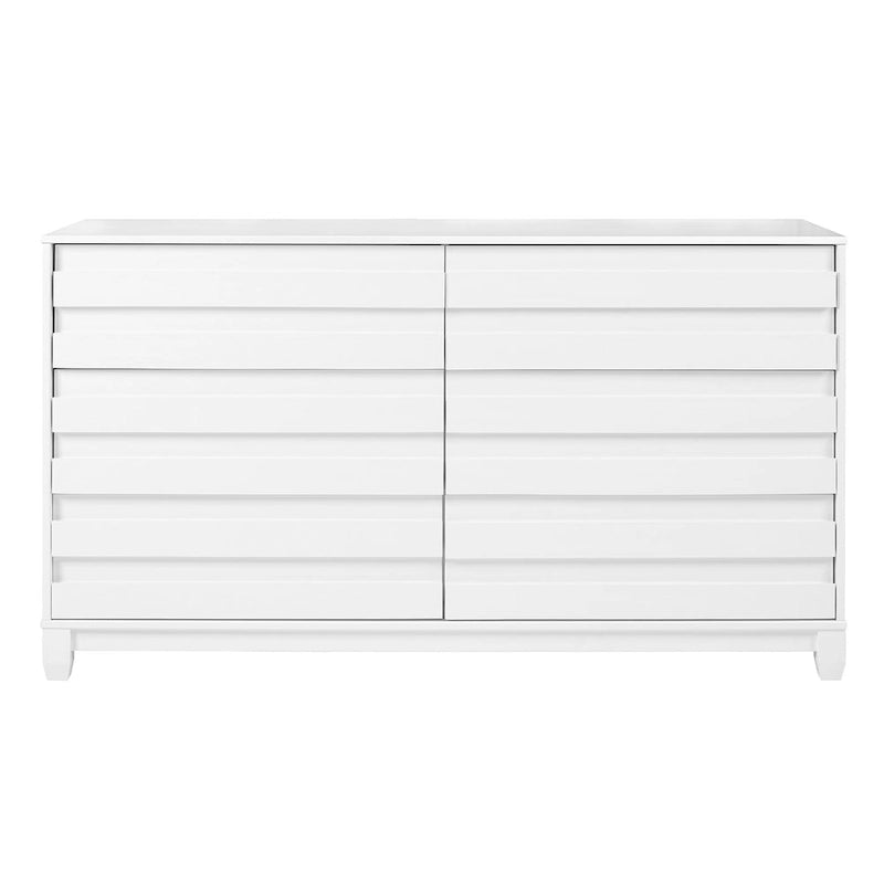 6-Drawer Solid Wood Dresser with Channeled Fronts & Tapered Feet, Onyx / Chalk / Grey / Black / White, Contemporary Style