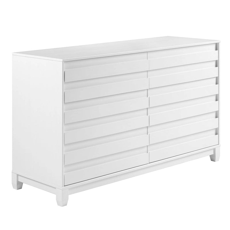 6-Drawer Solid Wood Dresser with Channeled Fronts & Tapered Feet, Onyx / Chalk / Grey / Black / White, Contemporary Style