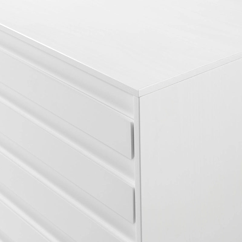 6-Drawer Solid Wood Dresser with Channeled Fronts & Tapered Feet, Onyx / Chalk / Grey / Black / White, Contemporary Style
