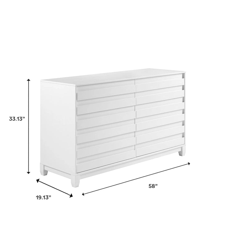 6-Drawer Solid Wood Dresser with Channeled Fronts & Tapered Feet, Onyx / Chalk / Grey / Black / White, Contemporary Style