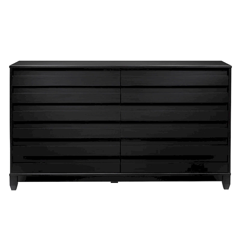 6-Drawer Solid Wood Dresser with Channeled Fronts & Tapered Feet, Onyx / Chalk / Grey / Black / White, Contemporary Style