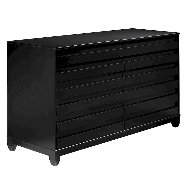 6-Drawer Solid Wood Dresser with Channeled Fronts & Tapered Feet, Onyx / Chalk / Grey / Black / White, Contemporary Style
