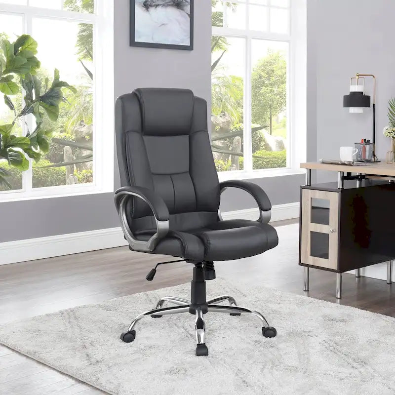 Adjustable Office Chair with Lumbar Support & 360° Swivel, Multiple Colors, Modern Style – Mesh Back / High Back Leather Options