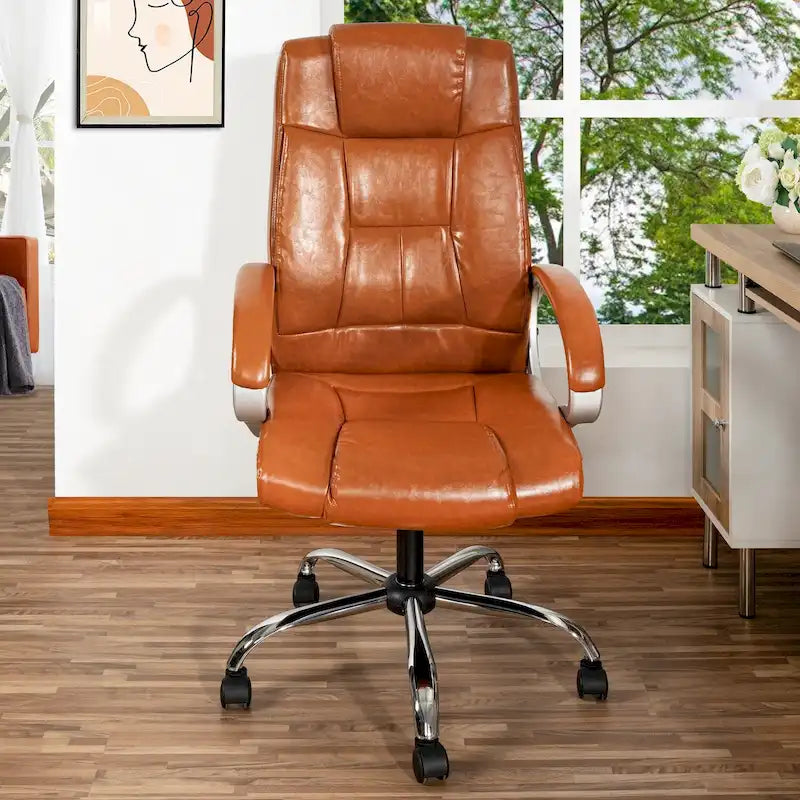 Adjustable Office Chair with Lumbar Support & 360° Swivel, Multiple Colors, Modern Style – Mesh Back / High Back Leather Options