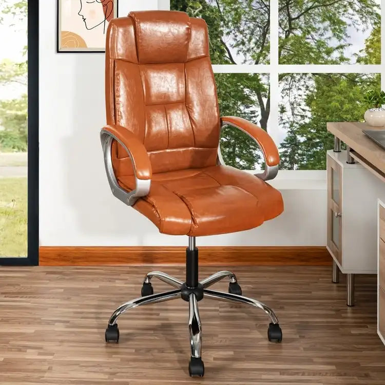 Adjustable Office Chair with Lumbar Support & 360° Swivel, Multiple Colors, Modern Style – Mesh Back / High Back Leather Options