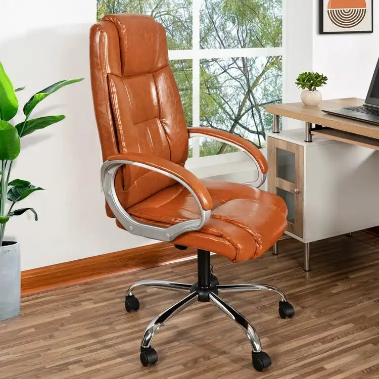 Adjustable Office Chair with Lumbar Support & 360° Swivel, Multiple Colors, Modern Style – Mesh Back / High Back Leather Options