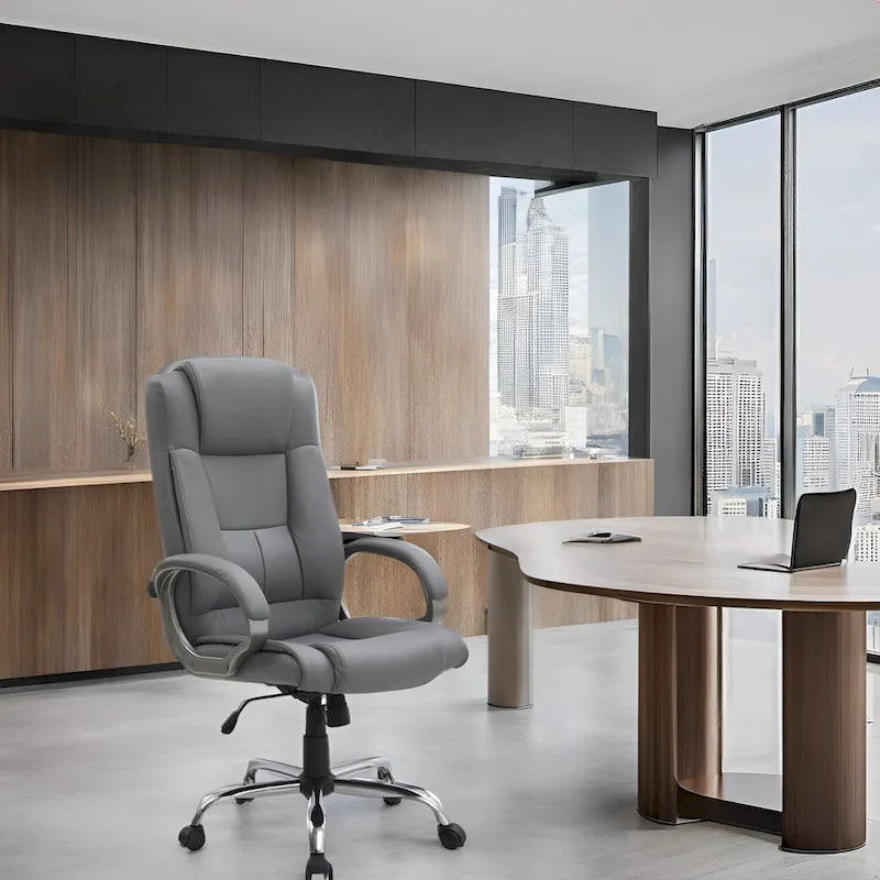 Adjustable Office Chair with Lumbar Support & 360° Swivel, Multiple Colors, Modern Style – Mesh Back / High Back Leather Options