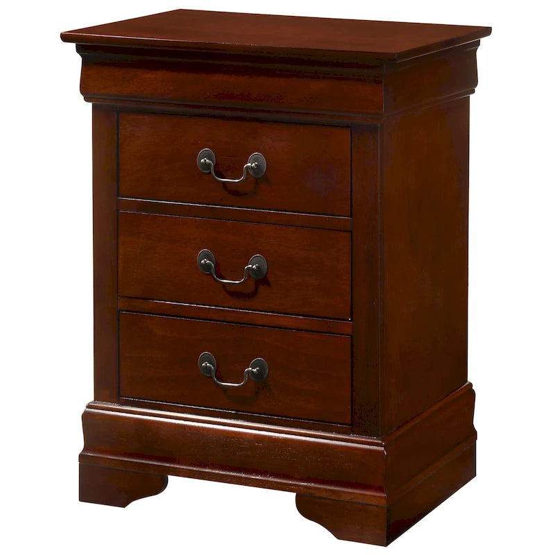 3-Drawer Wood Veneer Nightstand, Multiple Colors – Teal / Cappuccino / Champagne / Pink / White / Cherry / Beige / Black / Gray, Traditional Style