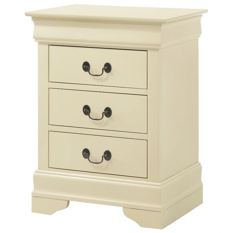 3-Drawer Wood Veneer Nightstand, Multiple Colors – Teal / Cappuccino / Champagne / Pink / White / Cherry / Beige / Black / Gray, Traditional Style