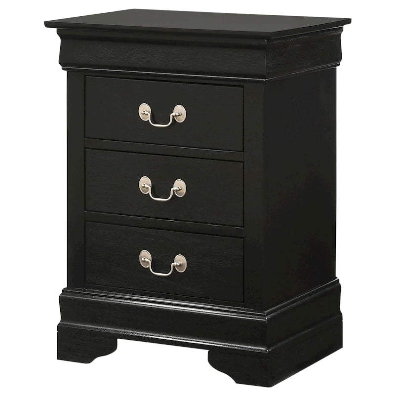 3-Drawer Wood Veneer Nightstand, Multiple Colors – Teal / Cappuccino / Champagne / Pink / White / Cherry / Beige / Black / Gray, Traditional Style