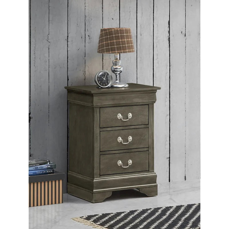3-Drawer Wood Veneer Nightstand, Multiple Colors – Teal / Cappuccino / Champagne / Pink / White / Cherry / Beige / Black / Gray, Traditional Style