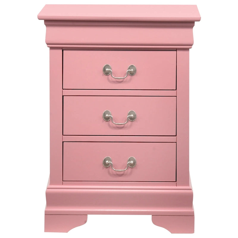 3-Drawer Wood Veneer Nightstand, Multiple Colors – Teal / Cappuccino / Champagne / Pink / White / Cherry / Beige / Black / Gray, Traditional Style