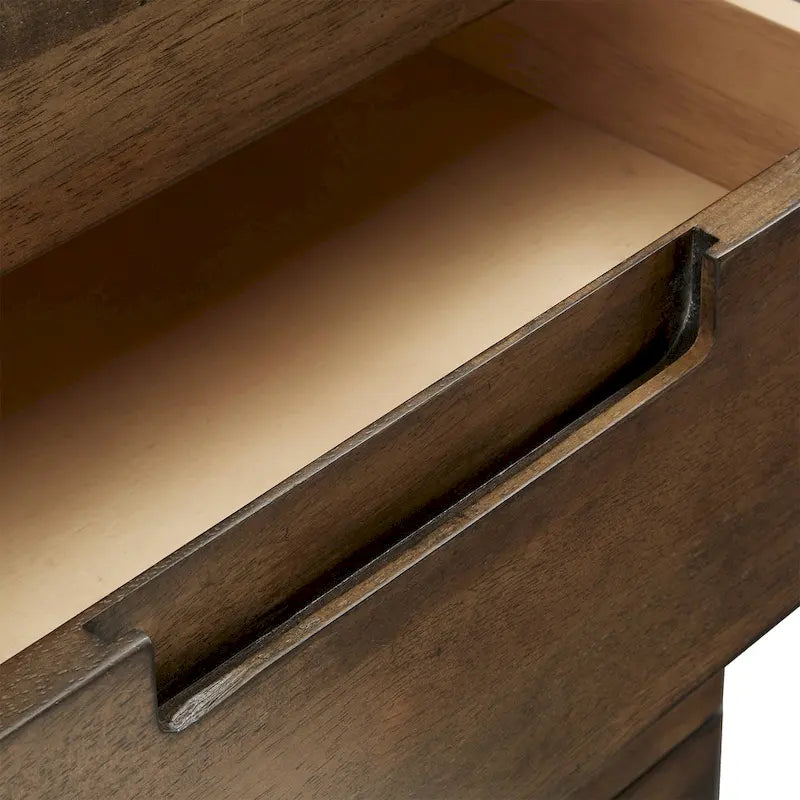 5-Drawer Chest with Tapered Legs & Dovetail Construction, Walnut Brown, Rustic Style