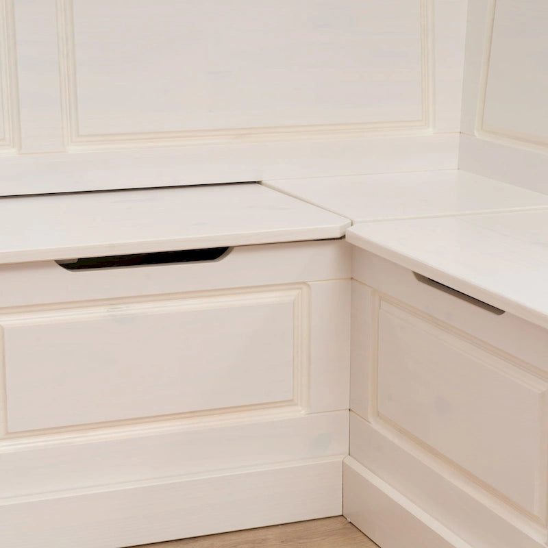 Corner Storage Bench with Lift-Top Seat, White, Classic Style