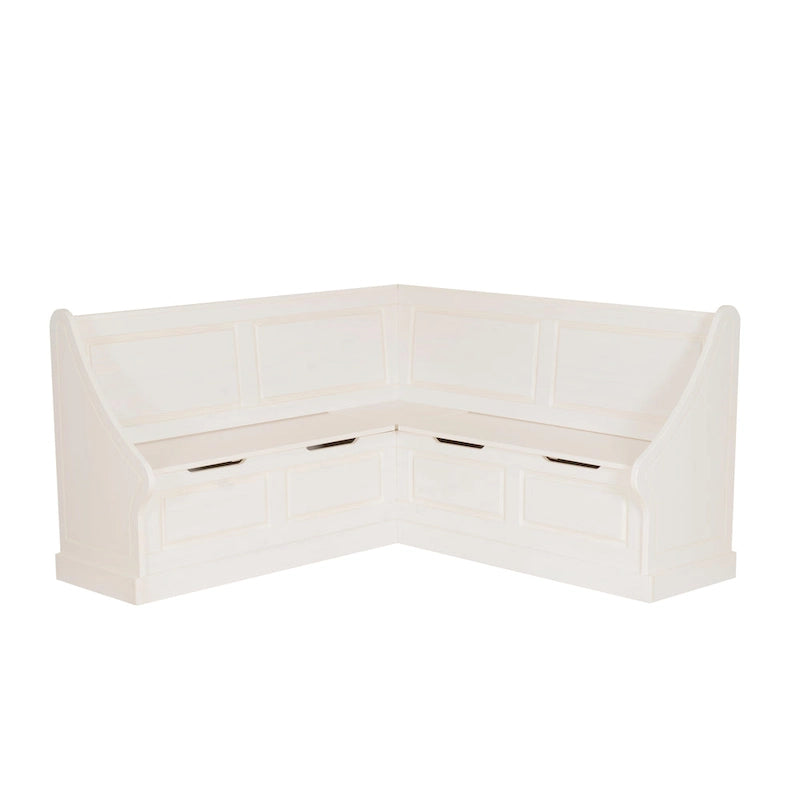Corner Storage Bench with Lift-Top Seat, White, Classic Style