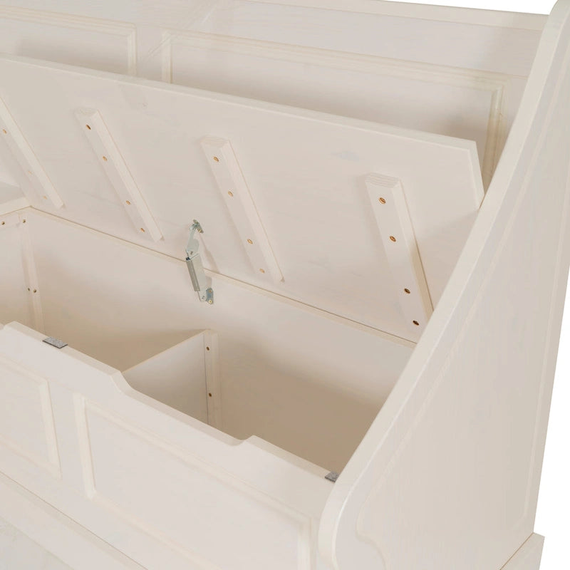 Corner Storage Bench with Lift-Top Seat, White, Classic Style