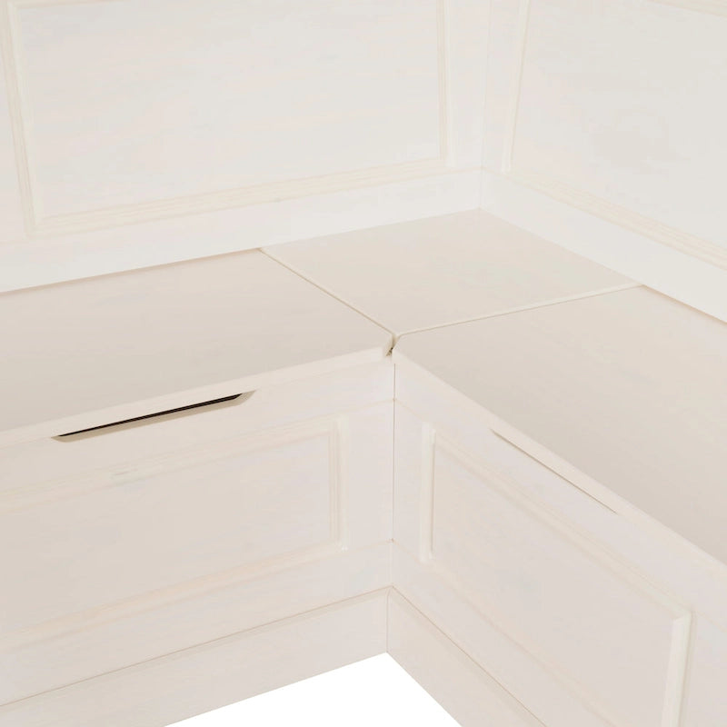 Corner Storage Bench with Lift-Top Seat, White, Classic Style