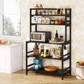 5-Tier Baker's Rack with Microwave Stand & Storage Shelves, Black / Brown / White / Grey, Industrial Style