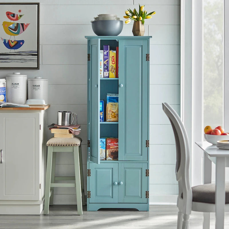 Extra-Tall Storage Cabinet, Farmhouse Style, Multiple Colors – Honey / Red / Sage / White / Blue / Charcoal / Mint