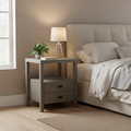 Solid Acacia Wood Storage End Table with 2 Drawers & Open Shelf, Multiple Colors, Transitional Style