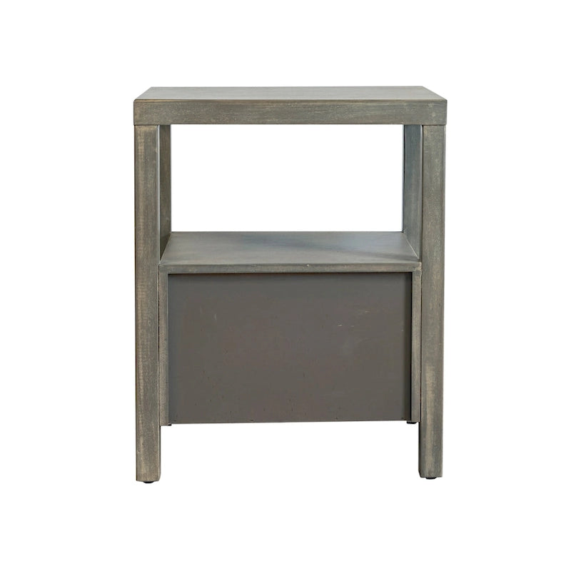 Solid Acacia Wood Storage End Table with 2 Drawers & Open Shelf, Multiple Colors, Transitional Style