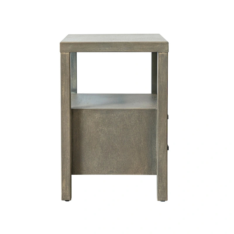 Solid Acacia Wood Storage End Table with 2 Drawers & Open Shelf, Multiple Colors, Transitional Style