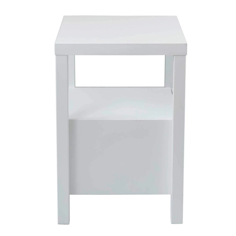 Solid Acacia Wood Storage End Table with 2 Drawers & Open Shelf, Multiple Colors, Transitional Style