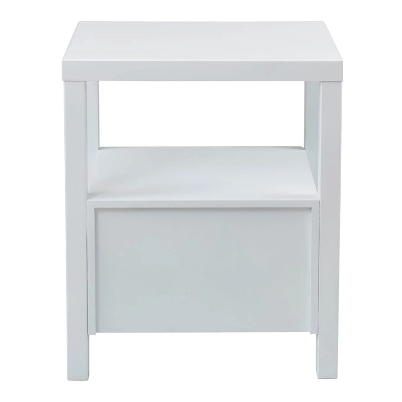 Solid Acacia Wood Storage End Table with 2 Drawers & Open Shelf, Multiple Colors, Transitional Style