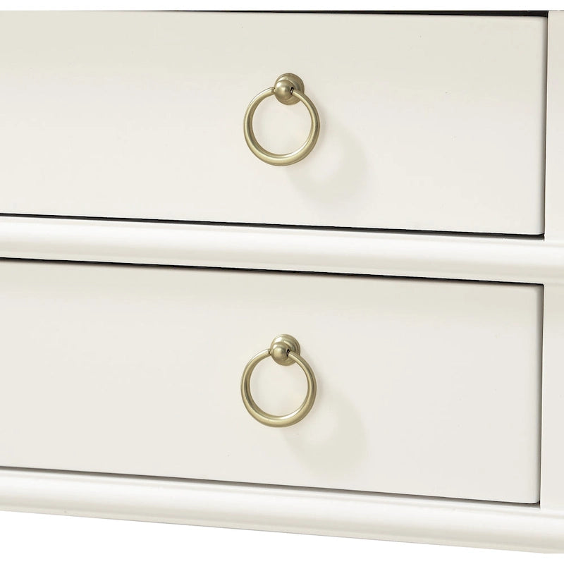 2-Drawer Tray Top Nightstand with Open Shelf, Antique White / Vintage Green / Midnight Blue, Classic Style