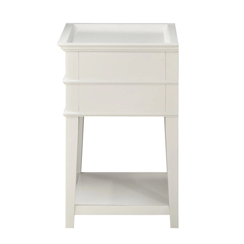 2-Drawer Tray Top Nightstand with Open Shelf, Antique White / Vintage Green / Midnight Blue, Classic Style
