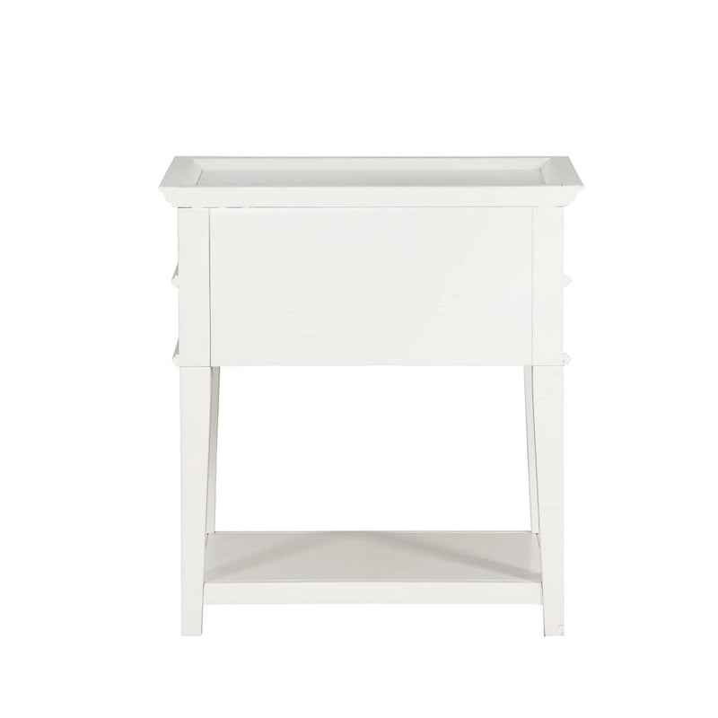 2-Drawer Tray Top Nightstand with Open Shelf, Antique White / Vintage Green / Midnight Blue, Classic Style