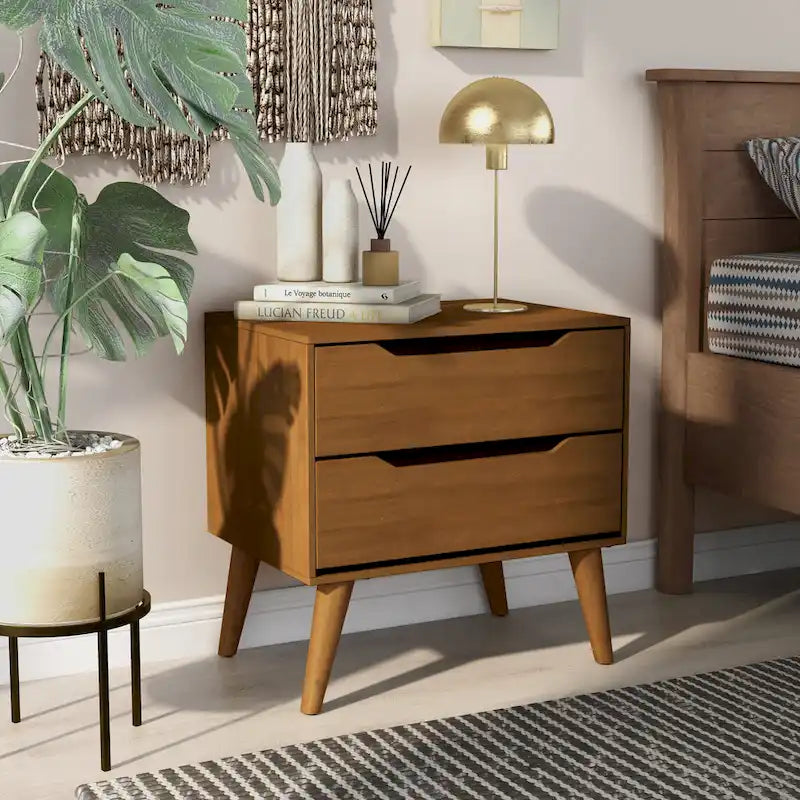 Bodo Mid-century Modern Wood 2-Drawer Nightstand by Carson Carrington