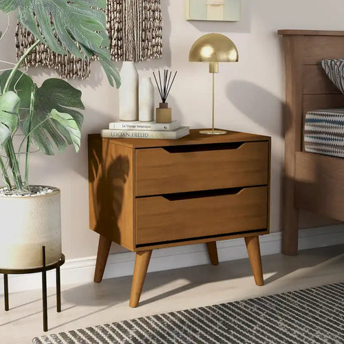 Bodo Mid-century Modern Wood 2-Drawer Nightstand by Carson Carrington