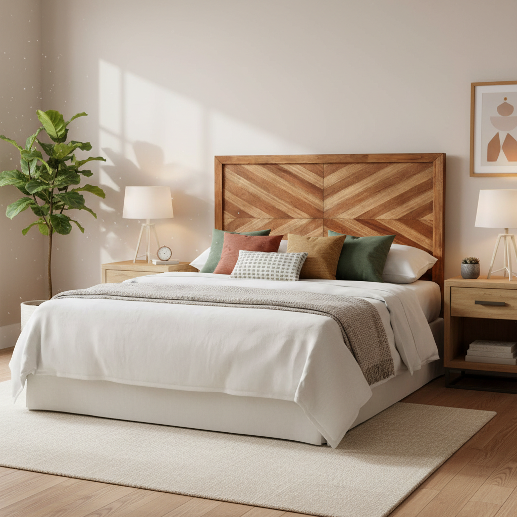 Mahogany Wood Headboard with Protective Finish, Toffee Brown, Transitional Style – Full / Queen / King / California King