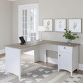60W L-Shaped Corner Desk with Storage Cabinet & Drawer, Multiple Colors, Mission Style