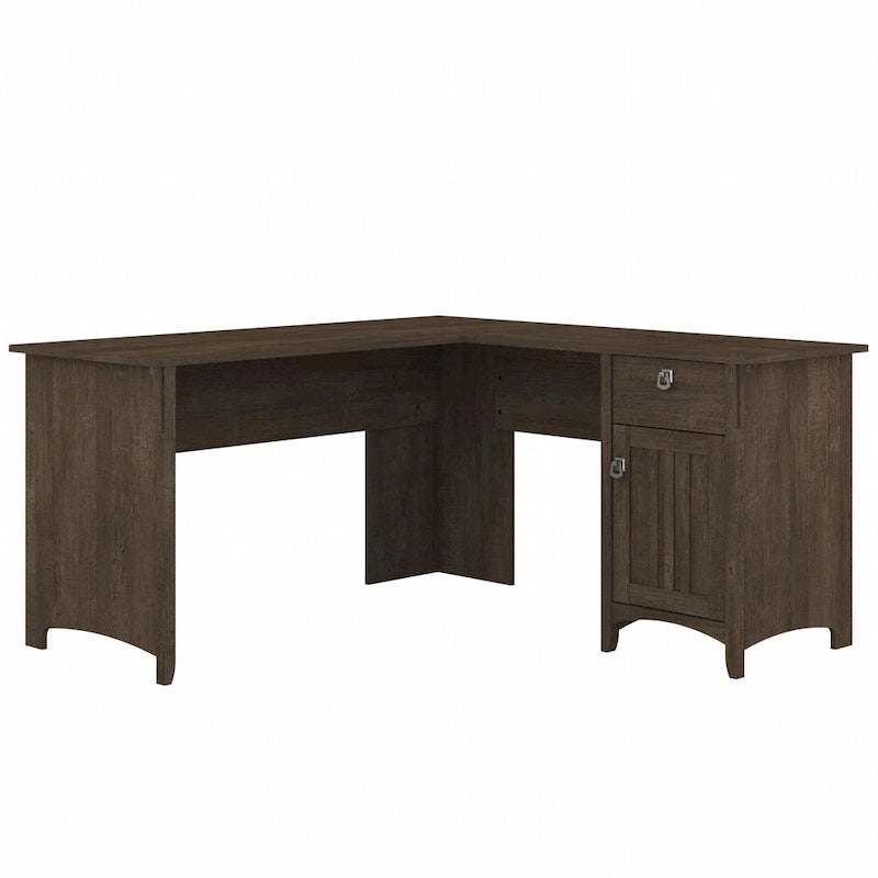 60W L-Shaped Corner Desk with Storage Cabinet & Drawer, Multiple Colors, Mission Style