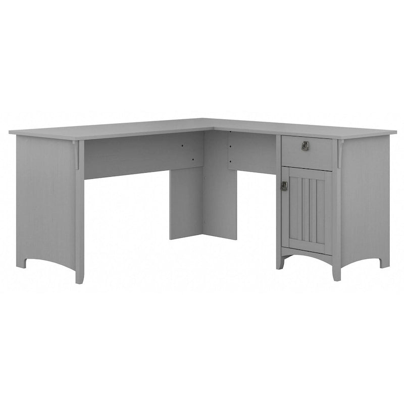 60W L-Shaped Corner Desk with Storage Cabinet & Drawer, Multiple Colors, Mission Style