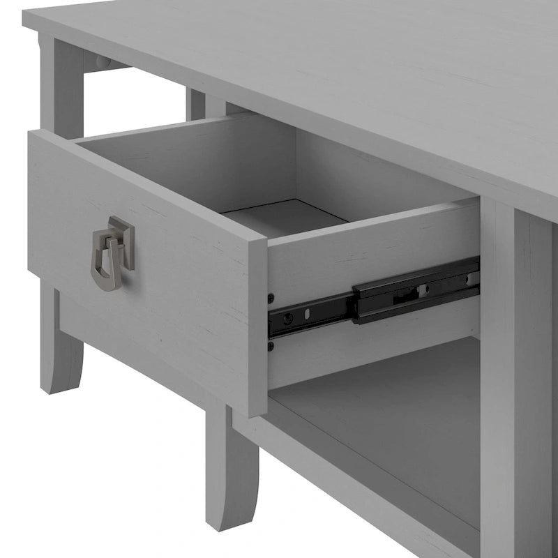 60W L-Shaped Corner Desk with Storage Cabinet & Drawer, Multiple Colors, Mission Style