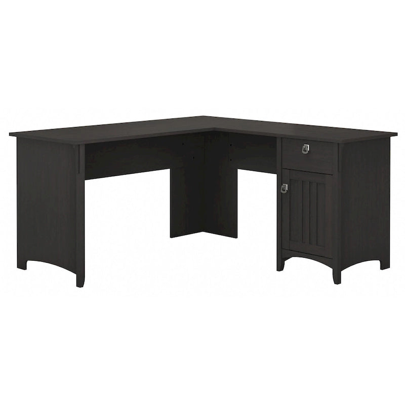 60W L-Shaped Corner Desk with Storage Cabinet & Drawer, Multiple Colors, Mission Style