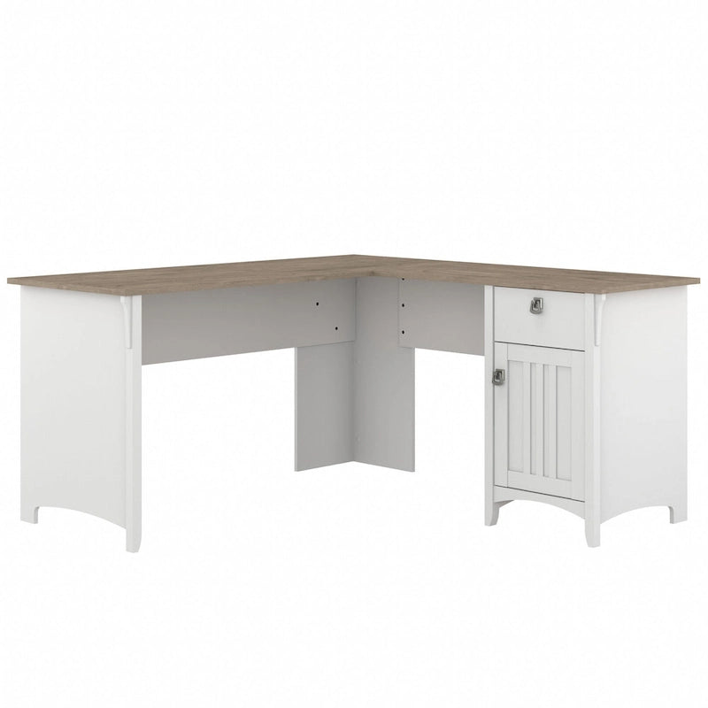 60W L-Shaped Corner Desk with Storage Cabinet & Drawer, Multiple Colors, Mission Style