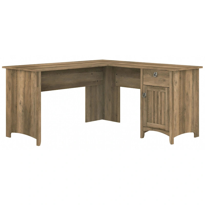60W L-Shaped Corner Desk with Storage Cabinet & Drawer, Multiple Colors, Mission Style