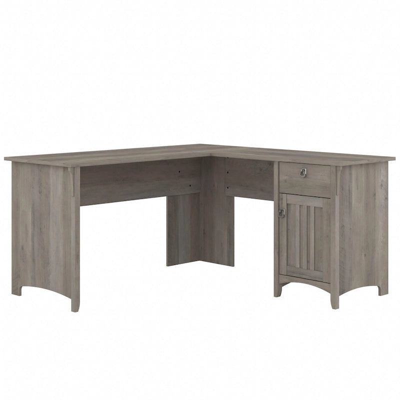 60W L-Shaped Corner Desk with Storage Cabinet & Drawer, Multiple Colors, Mission Style