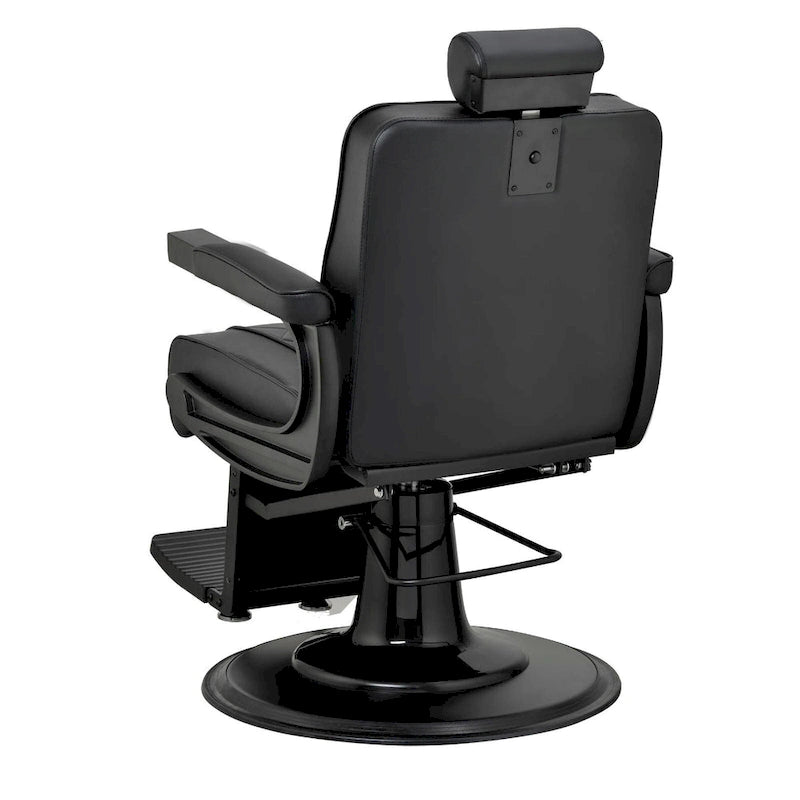 Reclining Barber Chair with Hydraulic Pump, Flip-Out Footrest & Vinyl Upholstery, Black, Retro Style – 1 Person