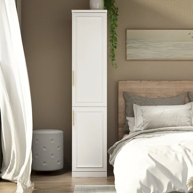 Modular Wardrobe Cabinet with Optional Glass Doors & Drawers, White, Modern Style – Multiple Width Options