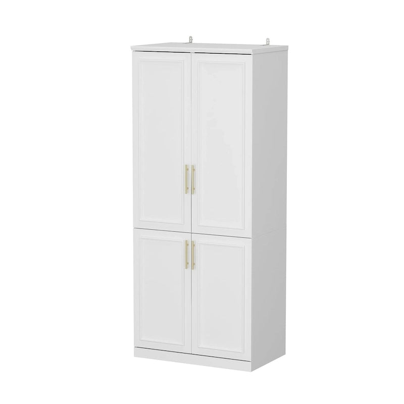 Modular Wardrobe Cabinet with Optional Glass Doors & Drawers, White, Modern Style – Multiple Width Options