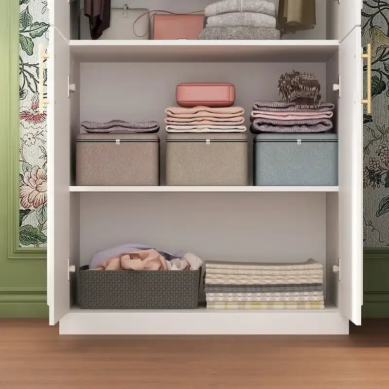 Modular Wardrobe Cabinet with Optional Glass Doors & Drawers, White, Modern Style – Multiple Width Options