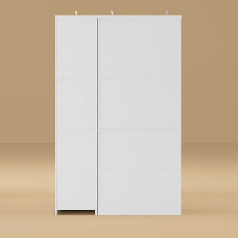 Modular Wardrobe Cabinet with Optional Glass Doors & Drawers, White, Modern Style – Multiple Width Options
