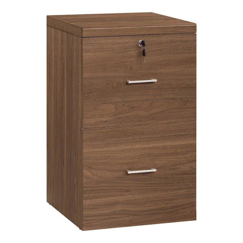 2-Drawer Vertical File Cabinet with Locking Top Drawer & Wood Grain Finish, Black / Espresso / Natural / White, Modern Style
