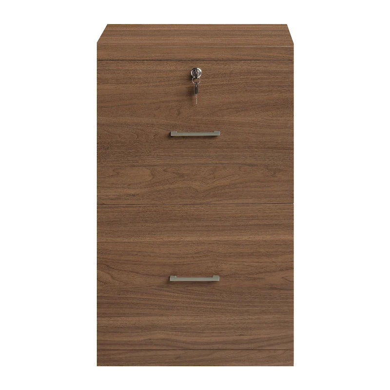 2-Drawer Vertical File Cabinet with Locking Top Drawer & Wood Grain Finish, Black / Espresso / Natural / White, Modern Style
